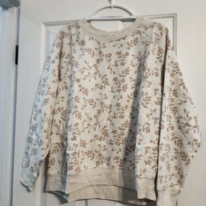 Old Navy Women's Beige Floral Crewneck Relaxed Sweatshirt - Sz XL